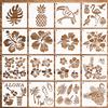 HOWAF Modello di Stencil a Hawaii, 16Pcs Plastica Fiore di Ibisco Stencil Fiori Fenicotteri Tucano Cocco Aloha Riutilizzabili Stencil per Artigianato Disegno Album di Ritagli Parete,14,7 x 14,7cm