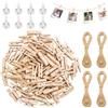 ZDNT 200 Mollette in Legno 3.5cm Mini Decorative con 30m Filo Iuta Naturale - Clip Multifunzione per Foto, Collage, Cartoline e Regali DIY