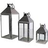 FineHome Set di 3 lanterne da giardino XXL, in acciaio inox, altezza 24/40/53 cm