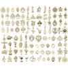 VYZUTR 100 Pezzi Ciondoli Misti Bigiotteria Charm Antico Argento Ciondoli Antico Ciondolo in Argento Charms per Orecchini Bracciale Collane Ornamenti Artigianali, Oro-D