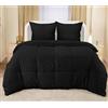 Utopia Bedding Seersucker Copripiumino Matrimoniale 240x260 - Microfibra Copripiumino 240x260cm + Federe 65x65cm - Nero
