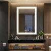 YU YUSING Specchio Bagno con Luce 50x70cm, Specchio da Parete con LED, 3 Colori, Luce Regolabili, Contro Touch, Display dell'Ora, Telaio in Metallo, Antiappannamento, IP44, Verticale, Argento