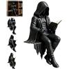 Generico Gothic Dark Fantasy Figure,Hooded Shadow Reader Statue,Skull Black Robe Mystery Reading Sculpture,Unique Home Office Desktop Decor,Unique Gift for Book Lovers Gothic Art Collectors