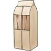 XYLGJYT Confezione da 2 sacchetti copri abiti antipolvere, 50 x 50 x 90/120 cm, copri appendiabiti traspirante con cerniera, finestra trasparente, tessuto non tessuto addensato(Beige,50x50x120cm)