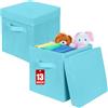 powerking Scatola di stoccaggio Bins, 2 pacchetto pieghevole tessuto stoccaggio cubo con coperchio, vestiti organizzatore cassetto per armadio e giocattoli stoccaggio, 33 x 33 x 33 cm,Blu Cielo