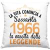 Vulfire Federa per Cuscino personalizzato Idea Regalo per compleanno 1966 La vita comincia a sessanta la nascita delle leggende, festa dei 60 anni - senza Imbottitura (Bianco)