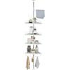 MAGIC SELECT Mensola telescopica per Bagno. Mensola Angolare per Doccia in Plastica e Metallo, senza Fori. Organizer Vasca, Cucina Lavandino, Altezza Regolabile 100 a 260 cm, 4 ripiani, Portasciugamani e 3 Ganci.