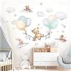 Little Deco Graz Design DL847-4 - Adesivo da parete, per cameretta dei bambini, motivo: orsetto con palloncini, adesivo