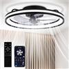 Monucep Ventilatore da soffitto con illuminazione e silenzioso, φ50 cm, lampada da soffitto con ventilatore, dimmerabile, app e telecomando, 6 marce, timer, per camera da letto, soggiorno, sala da