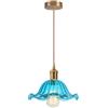 DLGLOLIN Lampada a sospensione in vetro per interni a sospensione vintage, fiore creativo blu lampadario soggiorno, E27 plafoniera per camera da letto, cucina, sala da pranzo