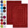 NatureMark Set di 2 Tappeti da Bagno 50x80 cm - Cotone Spugna 800 g/m² - Tappeti Bagno Spessi e Altamente Assorbenti - Asciugatura Rapida - Senza Base in Gomma - Rosso Bordeaux