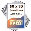 Generico 5 Pezzi Cornice a scatto 50x70 cm 25mm Profilo in Alluminio, Porta Poster, angolo tondo e Protezione trasparente anti-riflesso
