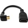 System-S Cavo HDMI 1.4, 17 cm, mini maschio a presa standard, adattatore ad angolo, nero