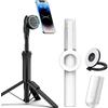 Generic Treppiede magnetico for selfie con telecomando, supporto for telefono estensibile con rotazione a 360°, treppiede da viaggio portatile for vlogging(White+Light)