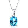Bellitia Jewelry Collana Pendente con Pietra Naturale a Forma Ovale, Collana con Ciondolo Topazio Azzurro da donna, Collana in Argento Sterling 925 con Pietre Preziose, Gioielli da donna