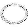 Aka Gioielli® - Bracciale in Argento 925 Massiccio - Catena 8mm Maglia Cubana Classica Uomo Donna - Lunga 23 cm
