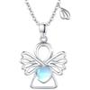 OHAYOO Collana con angelo custode, in argento sterling 925, con pietra di luna, chiama angeli, con ciondolo, per ragazze, donne e donne, 45.72 cm, Argento sterling