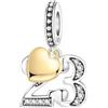 PANPOKI Ciondolo a forma di numero, per braccialetti e collane, in argento Sterling 925 con zirconia cubica e cuore placcato oro 18 carati, regalo per anniversario, compleanno (10, 13, 15, 16, 18, 20
