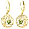 Eusense Orecchini Albero della Vita con Cuore con Peridoto, Orecchini Albero della Vita Pendenti Regalo per Figlia Moglie e Madre