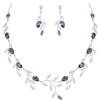 EVER FAITH Set di Gioielli da Festa per Donna, Scintillante Zirconia cubica Pera Birthstone Foglia Collana Orecchini per Prom Viola Argento-Fondo