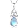 OHAYOO Collana con pietra di luna, in argento 925, con ciondolo a goccia d'acqua, con nodo celtico, con pietra di luna, regalo per donne e ragazze, Argento sterling