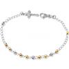 amorili Bracciale Rosario Donna in Argento 925 con Grani Tre Colori Classico Dorato e Ramato - Simbolo Cattolico Cristiano di Fede Religioso - Braccialetto Elegante - bcc1400