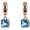 BRONZALLURE Orecchini Donna placcati Oro 18k - Orecchini Pendenti Anallergici con Prisma Gem Blu - Gioielli Made in Italy - Idea Regalo Compleanni, Anniversari, Festa Donna, Festa Mamma
