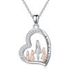ROMANTICWORK Regalo per la mamma 925 Argento Sterling Collana per mamma Amore tra madre e figlia Ciondolo a forma di cuore Gioielli Regalo per la mamma Regalo di Natale per donne Madre Figlia, 17.5 x