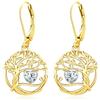 Eusense Orecchini Albero della Vita con Cuore con Zircone bianco, Orecchini Albero della Vita Pendenti Regalo per Donna Ideale per Anniversario e San Valentino