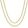 Aka Gioielli - Collana Uomo Donna in Argento Sterling 925 Placcato Oro Giallo - Catena Maglia Corda 3mm - lunga 60 cm