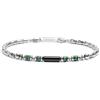 Generico Bracciale Unisex Marlù 30BR0017-GR in Acciaio Silver con Pietre Nere e Verdi ed Ematite