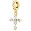 Eusense Charm Croce Oro per Bracciali Pandora Collane Accessorio Religioso Compatibile con Braccialetti Europei Regalo per per San Valentino, anniversari e Natale