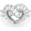 Swarovski Anello Cocktail Matrix, Taglio Misto, Cuore, Bianco, Placcato Rodio, 55