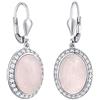SILVEGO Orecchini da Donna in Argento 925 con Quarzo Rosa Naturale e Zirconia, JST14942R