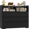 FOREHILL Cassettiera Camera da letto, Cassettiera con 6 Cassetti, Comò con 2 Scomparti Aperti Moderno, per Camera da Letto, Corridoio, Soggiorno, Ufficio, 120x40x100cm (Nero)