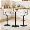 Ckaff Tavolo Rotondo da Bar, Tavolo Alto da Bar con Piano Girevole a 360°, Tavolino Rotondo Φ60cm con Base in Metallo, Tavolo Regolabile in Altezza 70-91.5cm per Bar Cucina,Soggiorno, Bianco