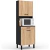 IDMarket - Comò da cucina CINA 60 CM 2 ante + cassetto look nero e faggio