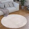 Paco Home Tappeto Salotto Pelo Corto Rotondo Moderno Morbido Lavabile Monocolore, Dimensione:Ø 200 cm tondo, Colore:Crema