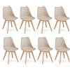 GrandCA HOME Set di 8 Sedie da cucina in plastica, sedie da pranzo moderne, gambe in plastica effetto legno, stile scandinavo, adatte per sala da pranzo, soggiorno e cucina - Cachi