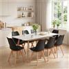 H.J WeDoo Tavolo da pranzo allungabile con 8 sedie, tavolo da cucina rettangolare e set da 8 sedie per sala da pranzo, cucina, ufficio (120-160 cm, tavolo bianco + 8 sedie nere)
