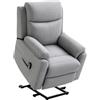 HOMCOM Poltrona Elettrica Alzapersona Reclinabile 160°, Poltrona Relax con Poggiapiedi, Tasche Laterali, Telecomando, per Soggiorno, in Tessuto Effetto Lino, Grigio Chiaro