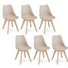 GrandCA HOME Set di 6 Sedie da cucina in plastica, sedie da pranzo moderne, gambe in plastica effetto legno, stile scandinavo, adatte per sala da pranzo, soggiorno e cucina - Cachi