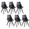 GrandCA HOME Set di 6 Sedie da cucina in plastica,sedie da pranzo moderne con imbottitura e gambe in plastica,stile scandinavo,adatte per sala da pranzo,soggiorno,cucina - Nero