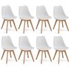 GrandCA HOME Set di 8 Sedie da cucina in plastica, sedie da pranzo moderne, gambe in plastica effetto legno, stile scandinavo, adatte per sala da pranzo, soggiorno e cucina - Bianco