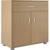 Brigros Wehome - Mobiletto Multiuso 2 Ante Battenti Con 5 Ripiani E 1 Cassetto, Adatto A Diversi Utilizzi Come Mobile Ingresso, Mobiletto Bagno, Mobiletto Cucina (Rovere)