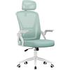 naspaluro Sedia da Ufficio,Con Braccioli Ribaltabili a 90°,Rivestimento in Rete Traspirante, Sedia Girevole a 360° Con Funzione Swing (Moderno, Bianco Blu)