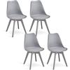 GrandCA HOME Set di 4 Sedie da cucina in plastica,sedie da pranzo moderne con imbottitura e gambe in plastica,stile scandinavo,adatte per sala da pranzo,soggiorno,cucina - Grigio