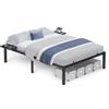 VASAGLE Telaio per letto 140 x 200 con rete metallica, letto matrimoniale, in metallo con ripiani di stoccaggio, montaggio semplice, nero inchiostro RMB094B01V1