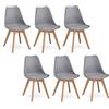 GrandCA HOME Set di 6 Sedie da cucina in plastica, sedie da pranzo moderne, gambe in plastica effetto legno, stile scandinavo, adatte per sala da pranzo, soggiorno e cucina - Grigio