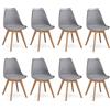 GrandCA HOME Set di 8 Sedie da cucina in plastica, sedie da pranzo moderne, gambe in plastica effetto legno, stile scandinavo, adatte per sala da pranzo, soggiorno e cucina - Grigio